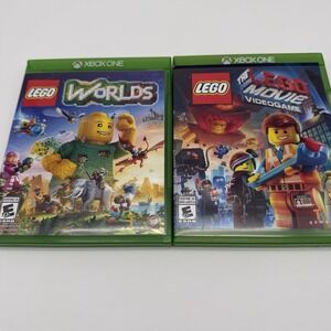 LEGO Worlds + LEGO Movie Videogame Xbox One Bundle CIB Kids Games